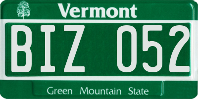 VT license plate BIZ052