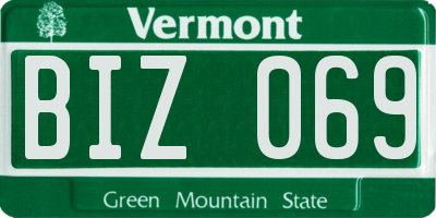 VT license plate BIZ069
