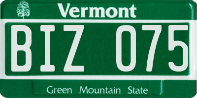 VT license plate BIZ075