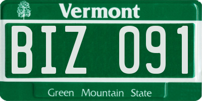VT license plate BIZ091