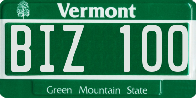 VT license plate BIZ100