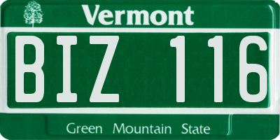 VT license plate BIZ116