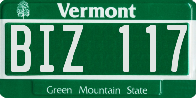 VT license plate BIZ117