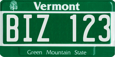 VT license plate BIZ123