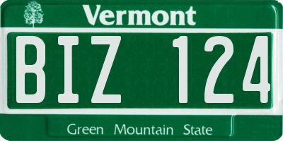 VT license plate BIZ124