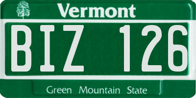 VT license plate BIZ126