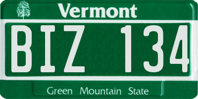 VT license plate BIZ134
