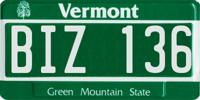 VT license plate BIZ136