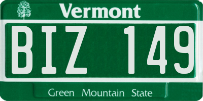 VT license plate BIZ149