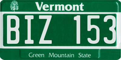 VT license plate BIZ153