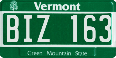 VT license plate BIZ163