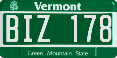 VT license plate BIZ178