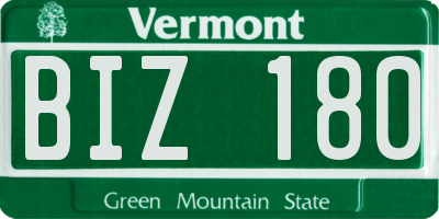 VT license plate BIZ180