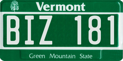 VT license plate BIZ181
