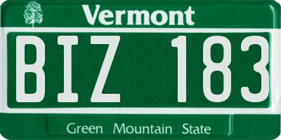 VT license plate BIZ183