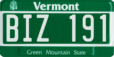 VT license plate BIZ191