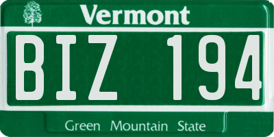 VT license plate BIZ194