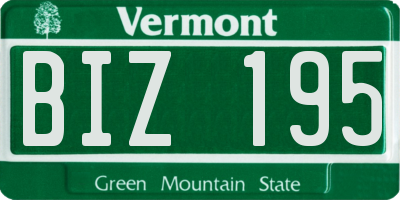 VT license plate BIZ195