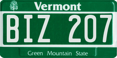 VT license plate BIZ207