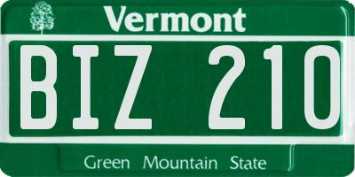 VT license plate BIZ210