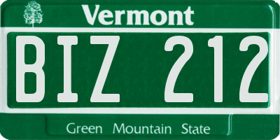 VT license plate BIZ212