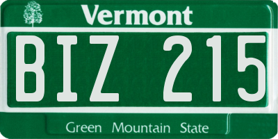 VT license plate BIZ215