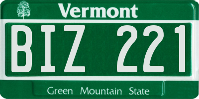 VT license plate BIZ221