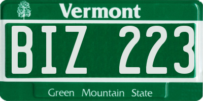 VT license plate BIZ223