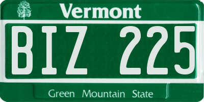 VT license plate BIZ225