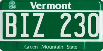 VT license plate BIZ230