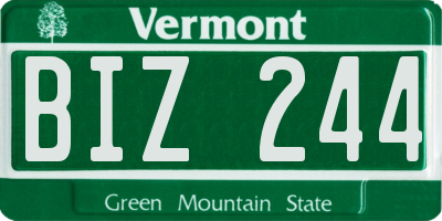 VT license plate BIZ244