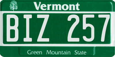 VT license plate BIZ257