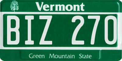 VT license plate BIZ270