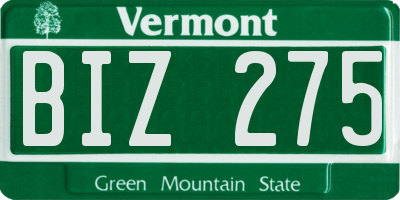 VT license plate BIZ275