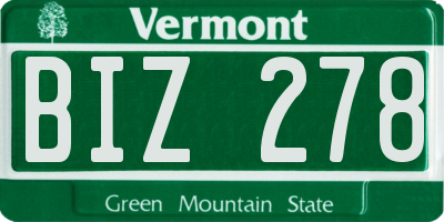 VT license plate BIZ278