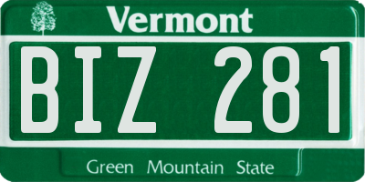 VT license plate BIZ281