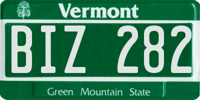 VT license plate BIZ282