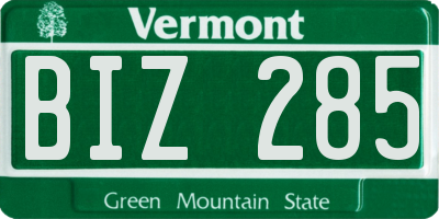 VT license plate BIZ285