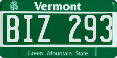 VT license plate BIZ293