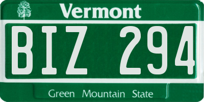 VT license plate BIZ294