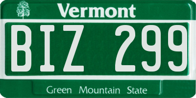 VT license plate BIZ299
