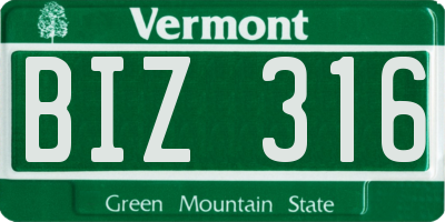 VT license plate BIZ316