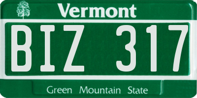 VT license plate BIZ317