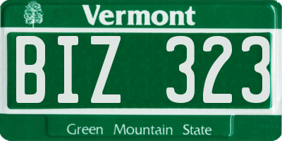 VT license plate BIZ323