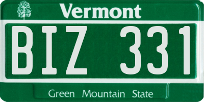 VT license plate BIZ331