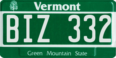 VT license plate BIZ332