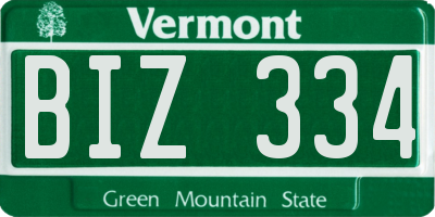 VT license plate BIZ334