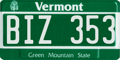 VT license plate BIZ353