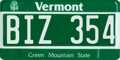 VT license plate BIZ354