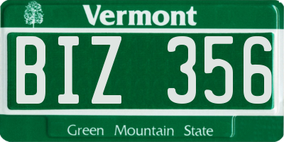 VT license plate BIZ356